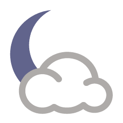 generally partly cloudy with light fog at dawn